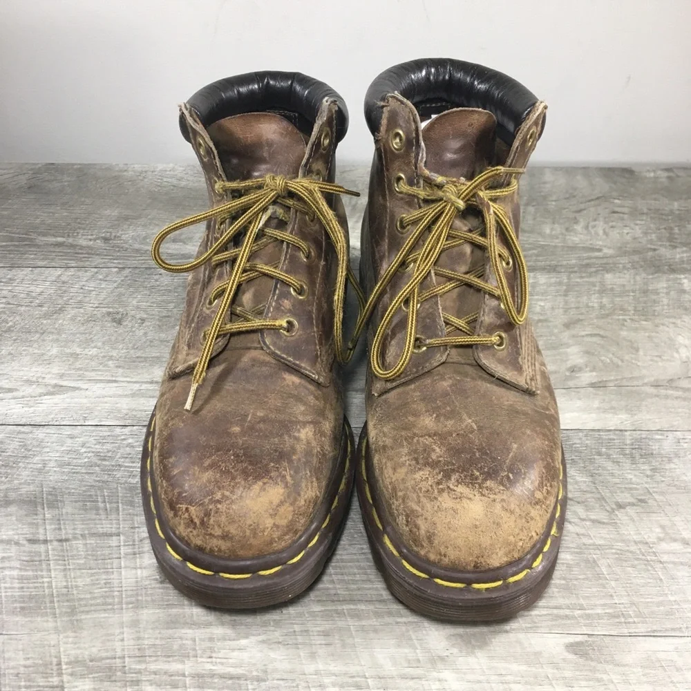 Vintage Dr. Martens 939 Ben Crazy Horse Brown Leather Combat Men’s Boots Size 8